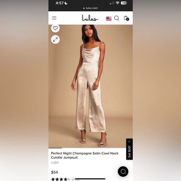 Lush Pants - Satin Jumpsuit (Champagne)